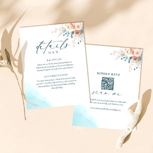 Elegant Blue Watercolor Wedding RSVP Enclosure Card