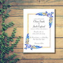 Elegant Blue Watercolor Wildflower Wedding