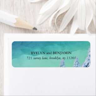 Elegant Blue Watercolor Winter Return Address Label
