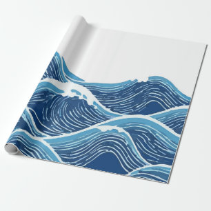 Elegant Blue Wave Abstract Design Wrapping Paper