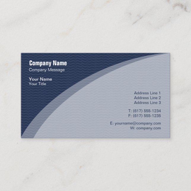 Elegant Blue Waves Pattern Business Card (Front)