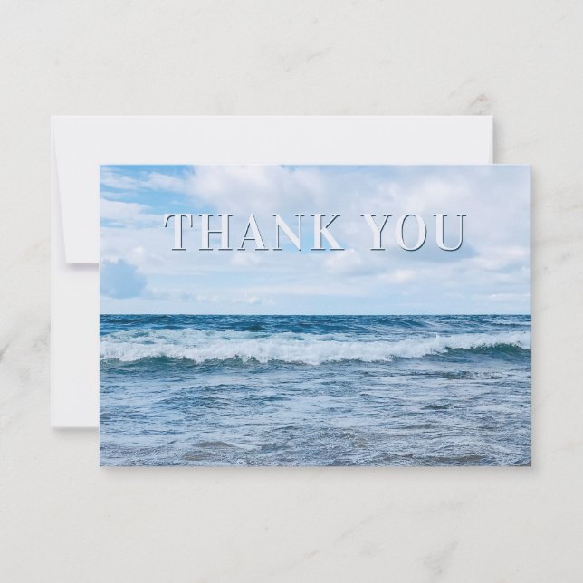 Elegant Blue Waves Photography Flat Thank You Card (Front)