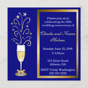 Elegant Blue Wedding Anniversary Party Invitation