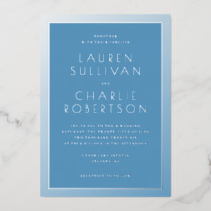 Elegant Blue Wedding Invitation