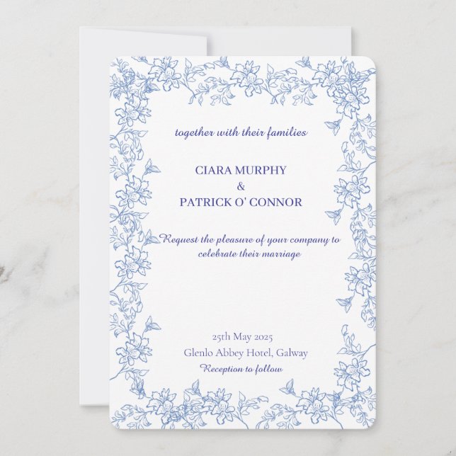 Elegant Blue Wedding Invitation (Front)