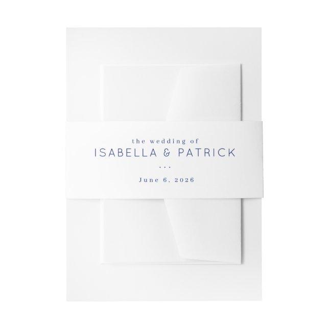 Elegant Blue Wedding Invitation Belly Band (Front Example)