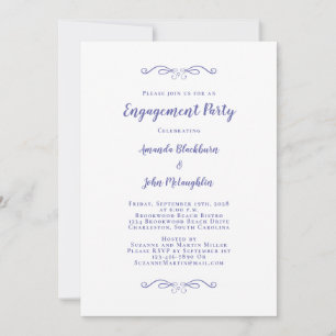 Elegant Blue Wedding Party Engagement Periwinkle  Invitation