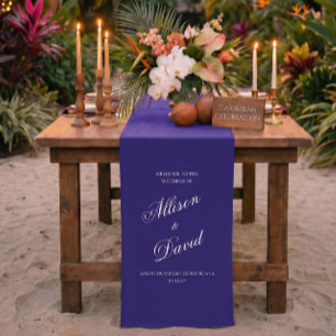 Elegant Blue Wedding Reception Table Decor Short Table Runner