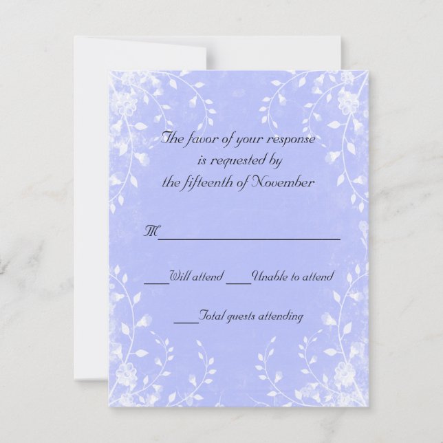 Elegant Blue Wedding Response Card (Front)