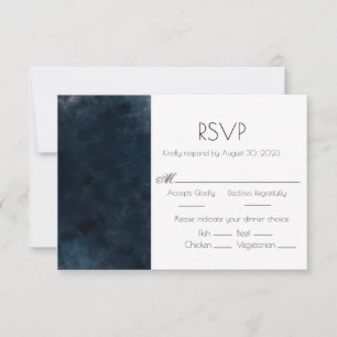 Elegant Blue Wedding Response RSVP Card