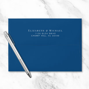 Elegant Blue Wedding Return Address Envelope
