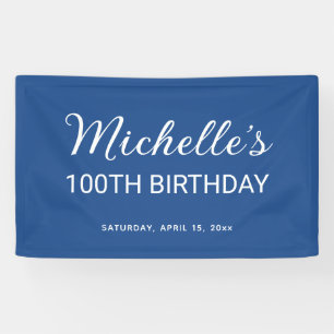 Elegant Blue White 100th Birthday Banner