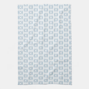 Elegant Blue White All Over Pattern Tea Towel