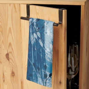 Elegant Blue & White Botancial Wildflower Tea Towel