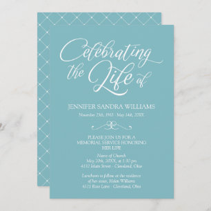 Elegant Blue & White Celebration of Life Invitation