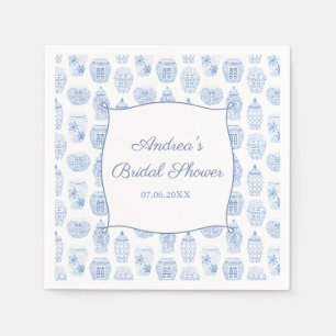 Elegant Blue White China Ginger Jar Bridal Shower Napkin