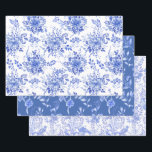 Elegant Blue White Chinoiserie Floral Porcelain Wrapping Paper Sheet<br><div class="desc">Beautiful chinoiserie-inspired design featuring elegant botanical floral elements in delft blue and white</div>