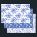 Elegant Blue White Chinoiserie Floral Porcelain Wrapping Paper Sheet<br><div class="desc">Beautiful chinoiserie-inspired design featuring elegant botanical floral elements in delft blue and white</div>