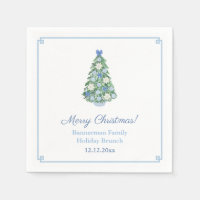 Elegant Blue White Christmas Tree Holiday Party