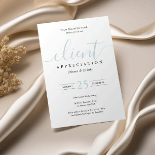 Elegant Blue & White Client Appreciation Business Invitation