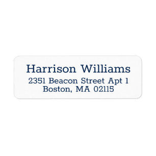 Elegant blue white custom serif return address label