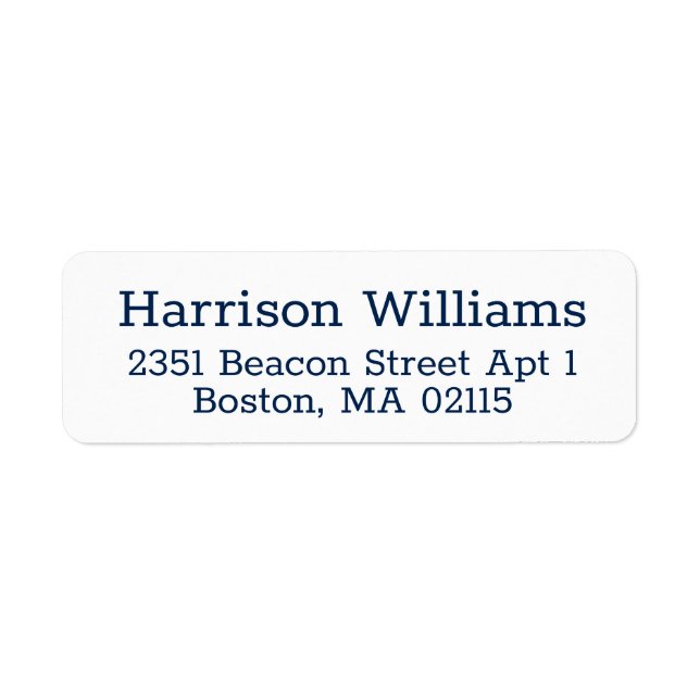 Elegant blue white custom serif return address label (Front)