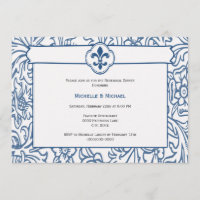 Elegant Blue White Fleur de Lis Event Invitations
