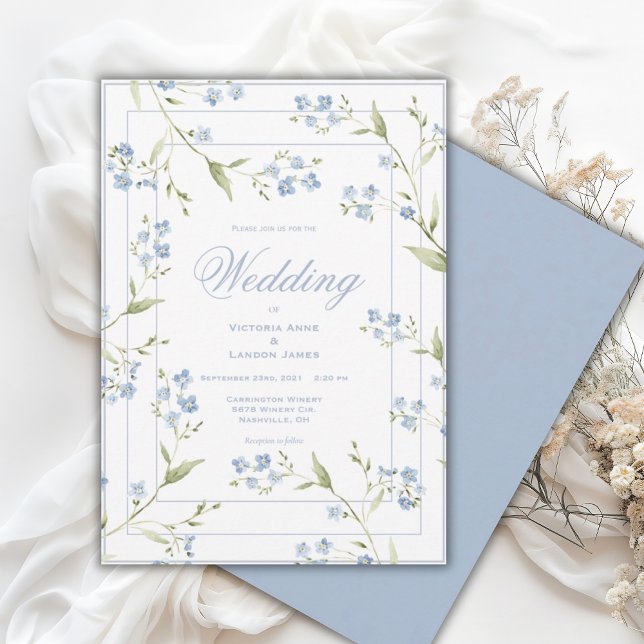 Elegant Blue & White Floral Wedding Invitation (Creator Uploaded)