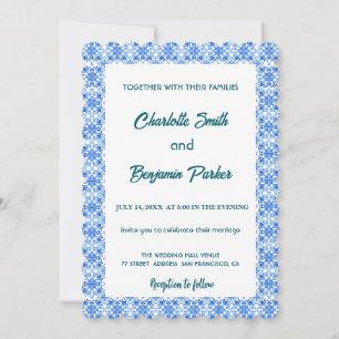 Elegant Blue White Flower chinoiserie wedding Save The Date