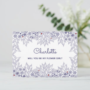 Elegant Blue White Flower Girl Invite