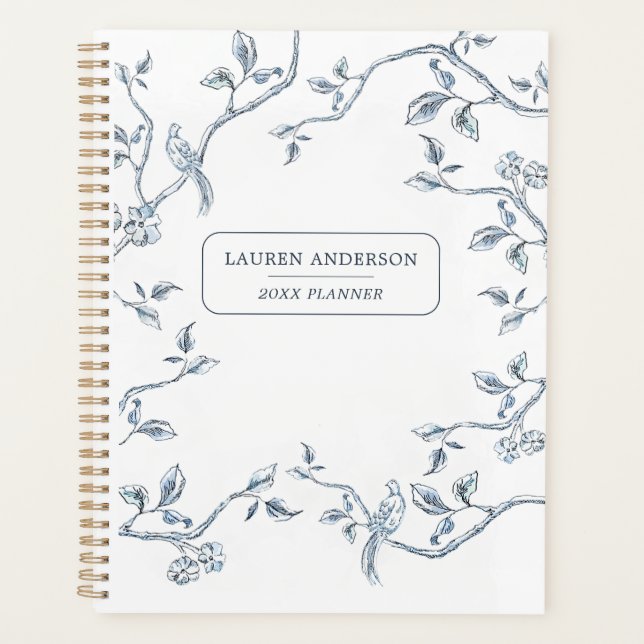 Elegant Blue & white French toile  Planner (Front)