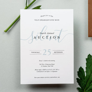 Elegant Blue & White Fundraiser Silent Auction Invitation