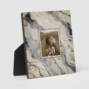 Elegant blue white gold copper marble granite plaque