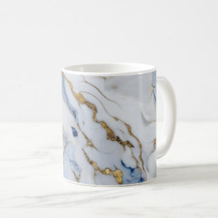 Elegant blue white gold marble granite pattern coffee mug