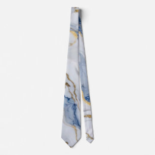 Elegant blue white gold marble granite pattern tie
