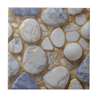 Elegant blue white gold marble stone pattern ceramic tile