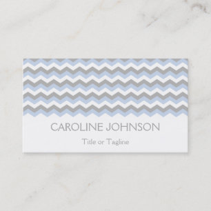 Elegant Blue White Grey Chevron Template Business Card