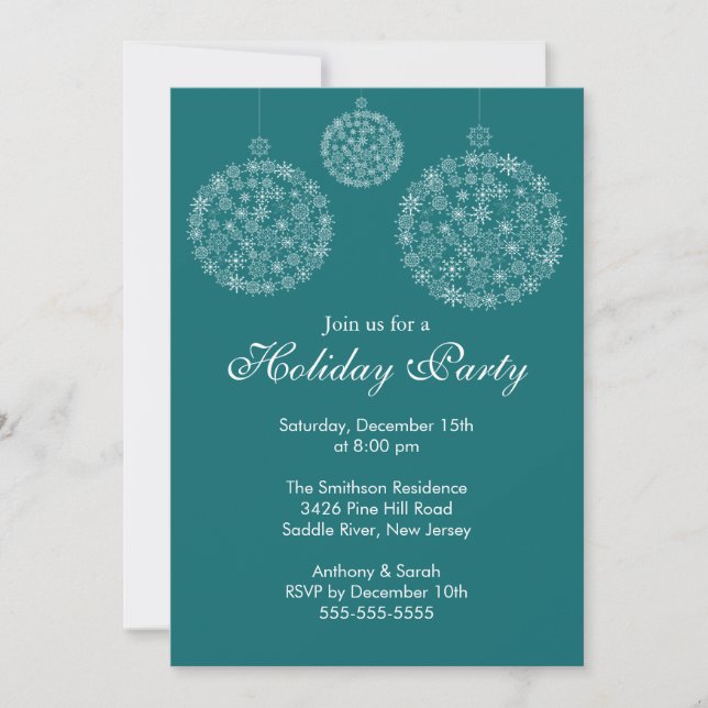 Elegant Blue & White Holiday Christmas Party Invitation (Front)