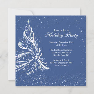 Elegant Blue & White Holiday Party Invitation