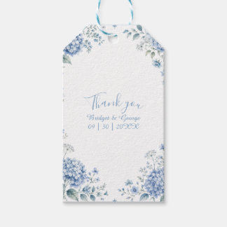 Elegant Blue white Hydrangea Floral Wedding Gift Tags