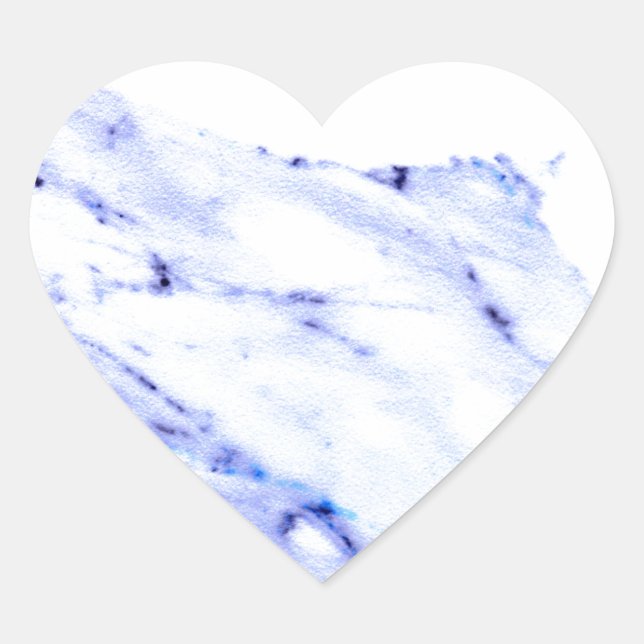 Elegant Blue White Marble pattern  Heart Sticker (Front)