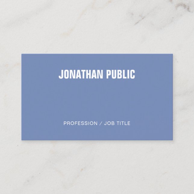 Elegant Blue White Minimalist Plain Professional Business Card (Front)