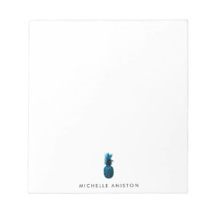 Elegant Blue White  Pineapple Custom Notepad