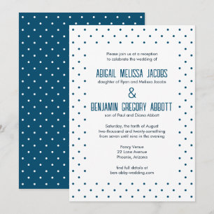 Elegant Blue & White Polka-Dotted Reception Invitation