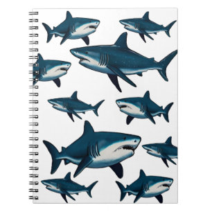 Elegant blue white shark notebook