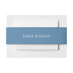 Elegant Blue White Simple Modern Chic Wedding Invitation Belly Band
