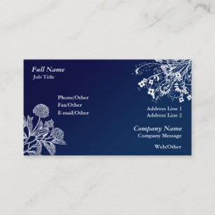 Elegant Blue, White Swirl Business Card Template