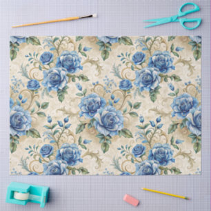 Elegant Blue & White Vintage Inspired Florals Tissue Paper