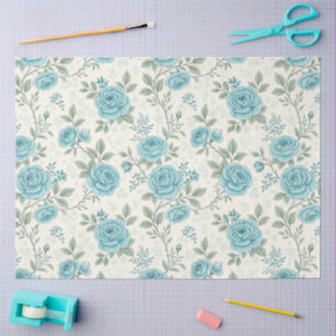 Elegant Blue & White Vintage Inspired Florals Tissue Paper