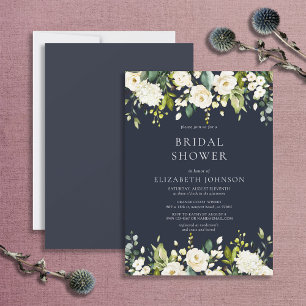 Elegant Blue & White Watercolor Bridal Shower Invitation
